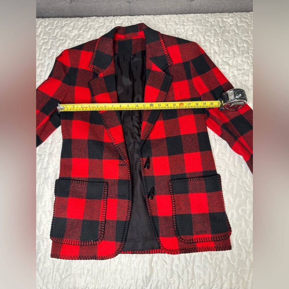 Vintage 90s Buffalo Plaid Wool Blend Skirt Suit Matching Set Ninety Made in USA - Picture 14 of 15